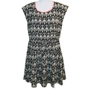 Forever 21 Tribal Print Drop Waist Mini Dress Neon Coral Collar Black S